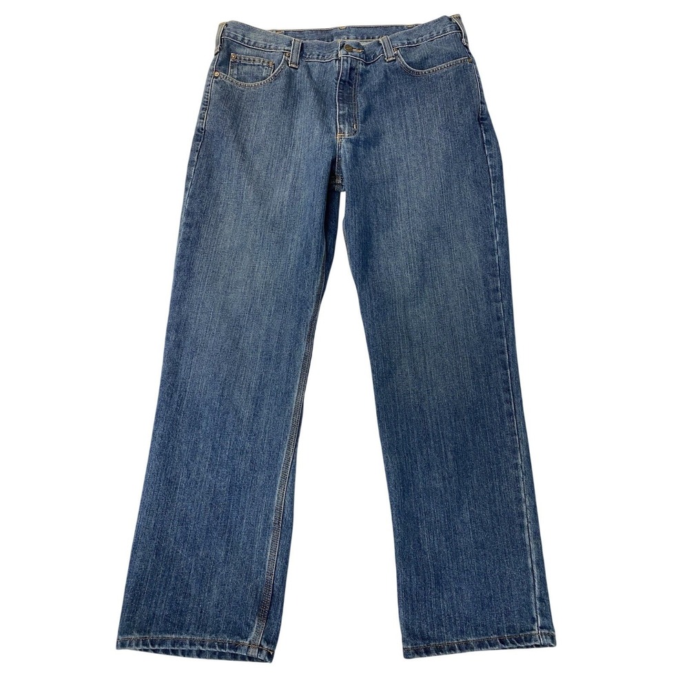 Carhartt‎ Relaxed Fit Jeans Men's 38x32 Blue Straight Leg Work Denim Pants